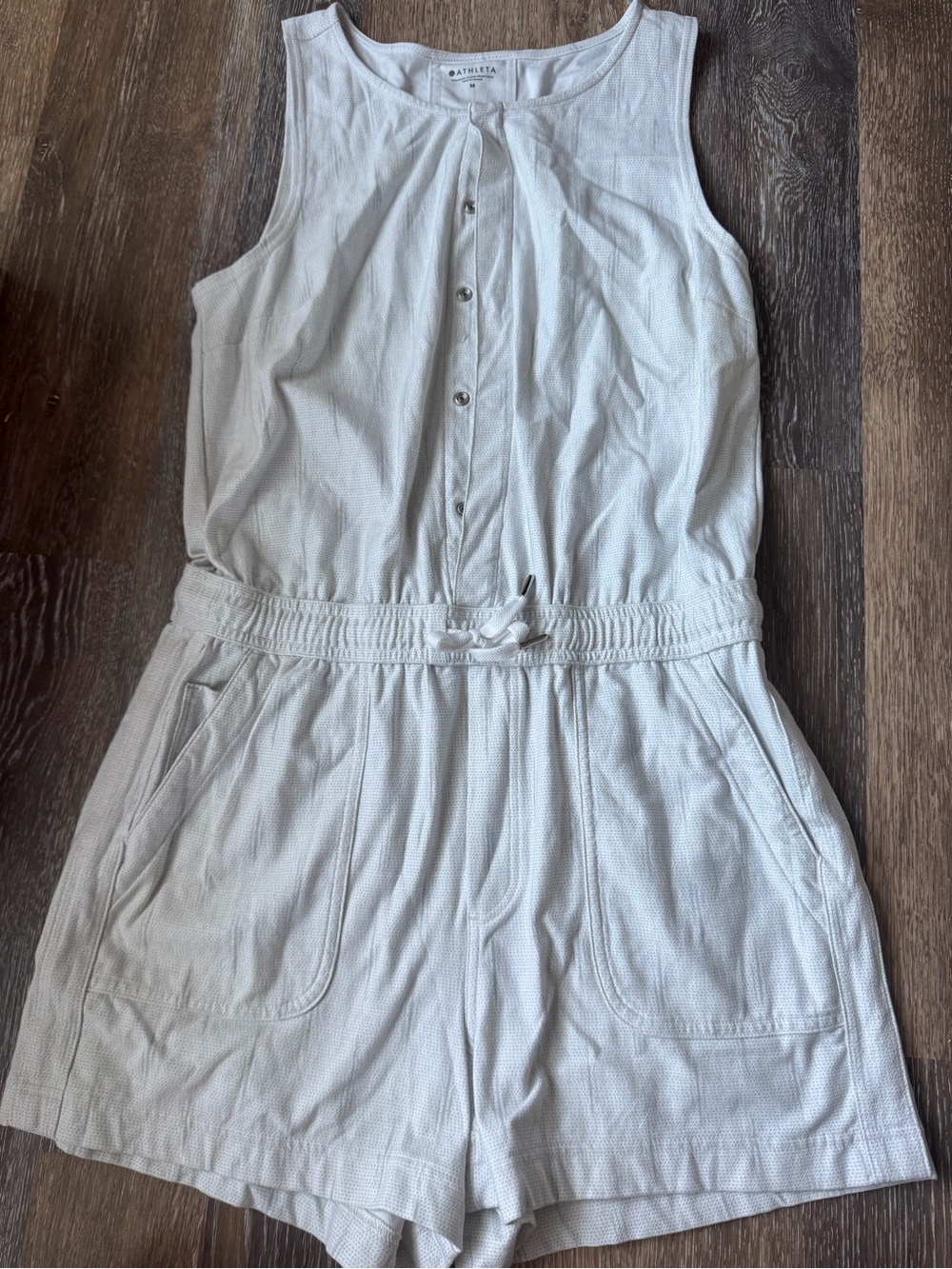 Athleta White Textured Sleeveless Romper